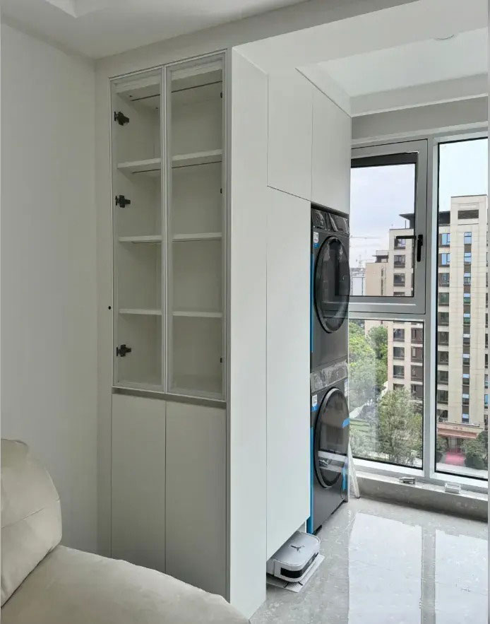 balcony laundry cabinet