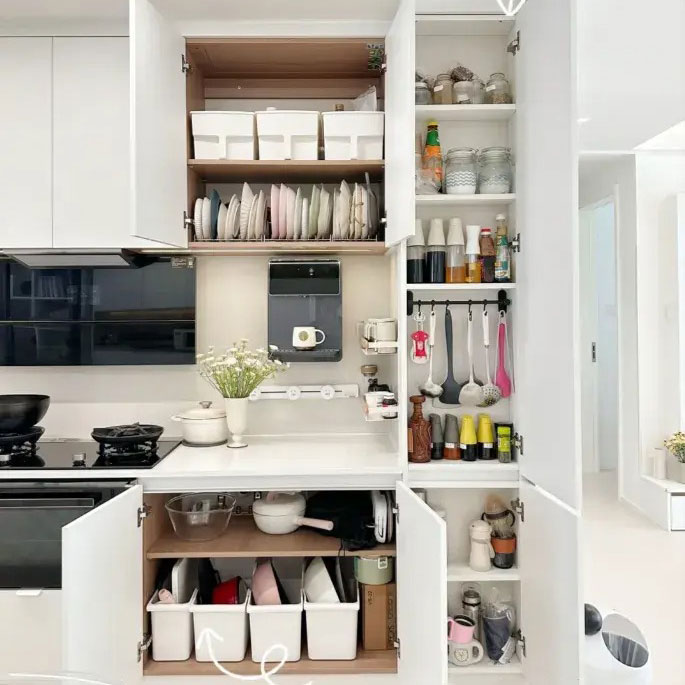 kitchen flue pipe cabinet